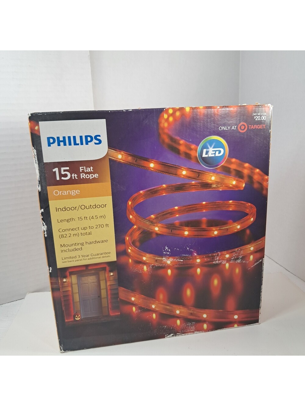 NEW Philips Orange Flat Rope Lights 15 ft LED Indoor Outdoor Halloween fall